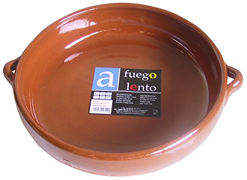 A Fuego Lento Cazuela Abombada Horno con Asas, Barro, Miel, 28 cm