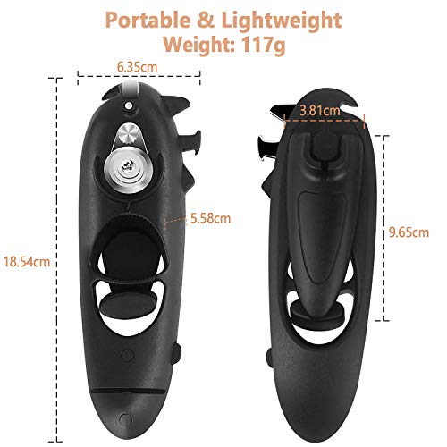 Abrelatas 8 en 1, multifuncional de acero inoxidable manual, abrelatas de seguridad, borde suave, abrelatas de botellas con mango giratorio para latas de cerveza, leche, botella de soda