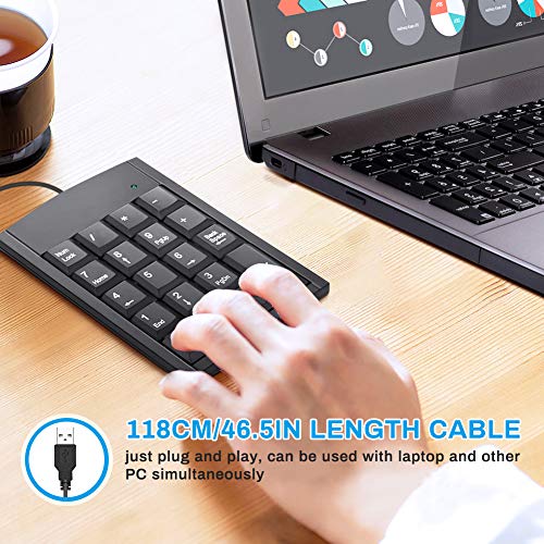 Achort Mini Teclado USB USB con Cable Teclado numérico Adaptador de Teclado 19 Teclas para computadora portátil Ordenador Computadoras de Escritorio, Laptop