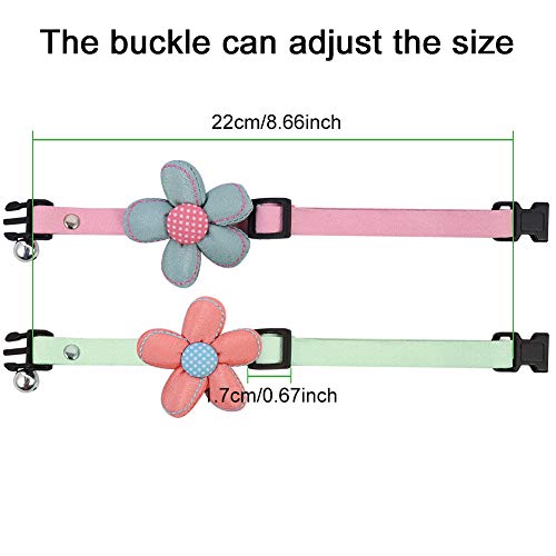 Adakel - Collar para gato con forma de flor, 5 piezas, collar ajustable para cachorro, con campana, para gato y perro pequeño, 5 colores