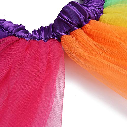 Adorel Falda de Tul Tutú Arcos de pelos Arco Iris para Niñas Multicolor A 4-8 Años (Tamaño del Fabricante L)