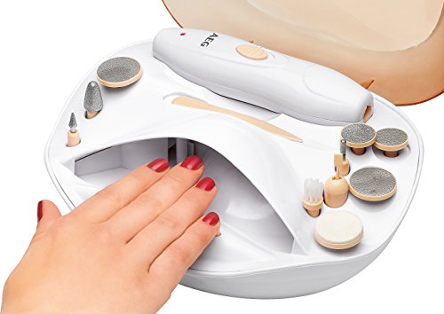 AEG MPS 5693 - Juego de manicura/pedicura, con secador de uñas, 10 cabezales, posibilidad de funcionamiento con batería y red