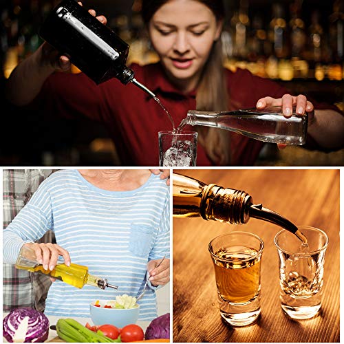 AFASOES 2 Pcs Vaso Medidor Cocktail Acero Inoxidable 25/50 ml Tazas Medidoras Doble Espíritu Medida Doble Jigger Doble Cara para Bar Fiesta Vino Cóctel Bebida Cocteler + 4 Licor Pourer