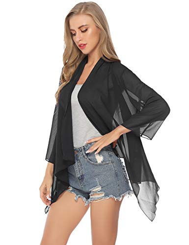 Aibrou Mujer Dobladillo Irregular del Oscilación Rebeca de Gasa Casual Blusón Bikini Beach Cover Up Traje de Baño Blusa Top