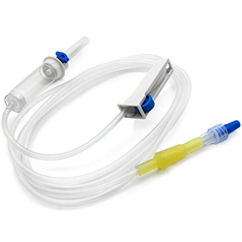 AIESI® Set de perfusion venoso desechable sin látex estéril con conexión luer lock sin agujas HOSPISET (Paquete de 25 piezas)