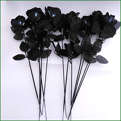 Aisoway De Halloween Artificiales De Rose Ramos Negro Seda Falso Flores De Rose con La Hoja para El Día De San Valentín del Banquete De Boda del Hotel del Jardín Decoración