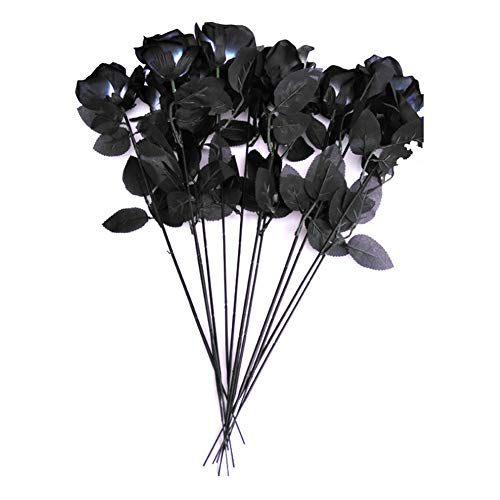 Aisoway De Halloween Artificiales De Rose Ramos Negro Seda Falso Flores De Rose con La Hoja para El Día De San Valentín del Banquete De Boda del Hotel del Jardín Decoración