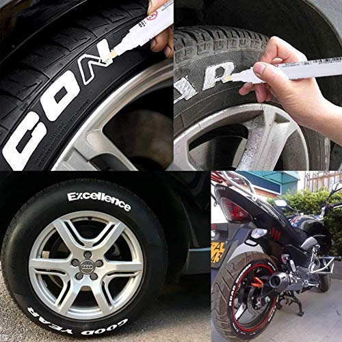 AITOCO 10 UNIDS A Prueba de Agua de Neumáticos de Pintura Rotuladores, Blanco Rotulador de Pintura de Marcador Permanente Gran Idea para Coche Motocicleta Neumático de Goma Metal DIY Proyectos