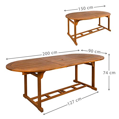 Aktive 61026 - Mesa ovalada e x tensible en madera acacia Garden