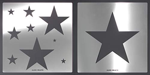 Aleks Melnyk #59 Plantillas Stencils de Metal para estarcir/diseños de Estrellas, para Pintar Paredes Bebe/para Arte Manualidades/Plantillas para Estarcidos/para Pintar con Aerógrafo/2 piezas