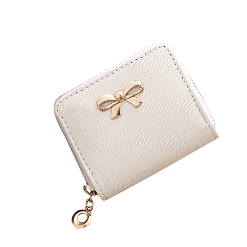 ALIKEEY Moda Mujer Sola Tira Cremallera Solid Bow Pequeño Cuadrado Blanco Bolsa Bolso De La Moneda