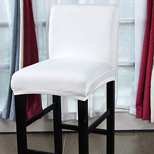 Almabner - Funda para Silla de Comedor, Cocina, Bar, Taburete, Mueble de cafetería, Funda para Asiento de Silla elástica, Blanco, Tamaño Libre