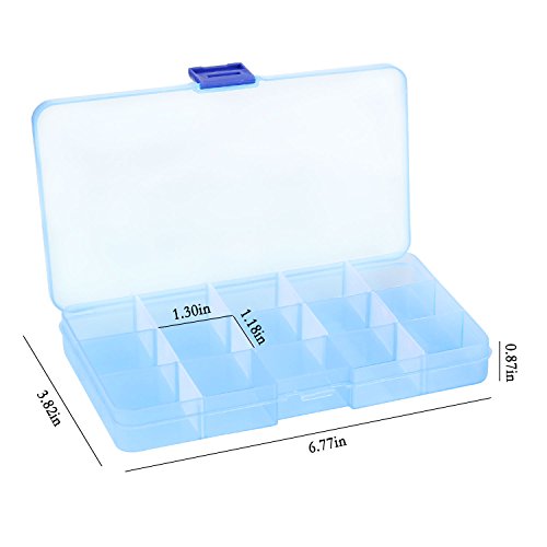 Almacenamiento de Plástico, innislink Ajustable Caja de Joyería Caja de Almacenaje 15 Compartimientos Organizador de Herramientas para Pendientes, Anillos y Otras Mini Mercancía (4 Colores)