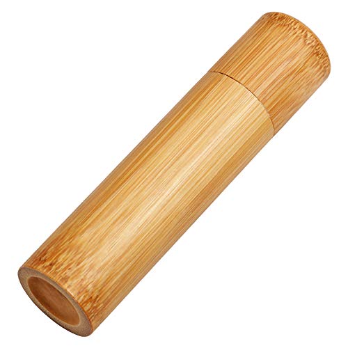 Amaoma Caja de té de Bambú, Bote para té con Tapa de Madera, Viaje Portátil Mini Bambú Tetera Set, Natural Bambú Sellado Latas, Granos de Café té Azúcar Memoria Ventana, Natural, M/13*3.5cm