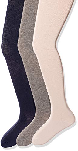 Amazon Essentials 3-Pack Cotton Tights, Ivory/Grey/Navy, 4-6x