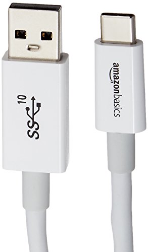 AmazonBasics - Cable USB tipo C a USB A 3.1 macho de 2ª generación - 0,9 m - Blanco