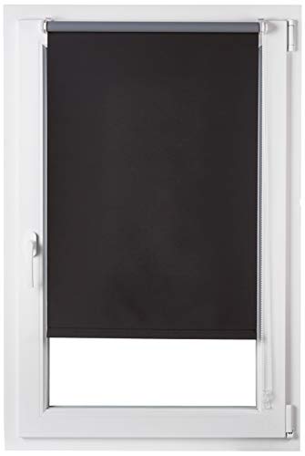 AmazonBasics - Estor opaco y enrollable, con revestimiento de color a juego, 56 x 150 cm, Negro