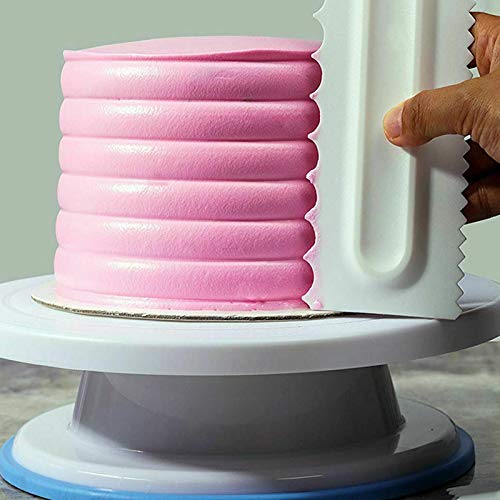 Ambility 4 Pcs Cake Decorating Comb Icing Smoother Scraper Pastry Baking DIY Tool for Kitchen