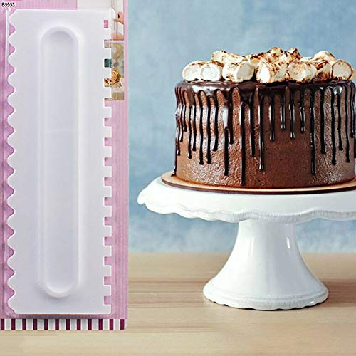 Ambility 4 Pcs Cake Decorating Comb Icing Smoother Scraper Pastry Baking DIY Tool for Kitchen