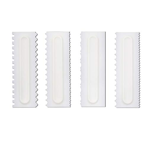 Ambility 4 Pcs Cake Decorating Comb Icing Smoother Scraper Pastry Baking DIY Tool for Kitchen