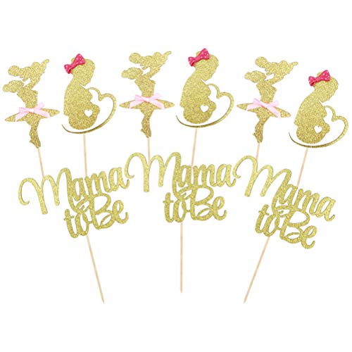 Amosfun 12pcs Mama TO BE Cake Topper Día de la Madre Cake Topper Cupcake Selecciones Decoración para el Día de la Madre Cumpleaños