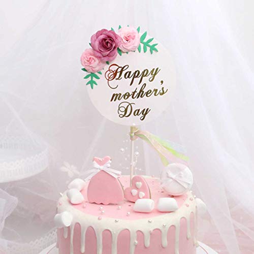 Amosfun Feliz Día de la Madre Cake Topper Flor Creativa Perla Decoración Pastel Selecciones Día de la Madre Madre Decoración de Pastel de Cumpleaños