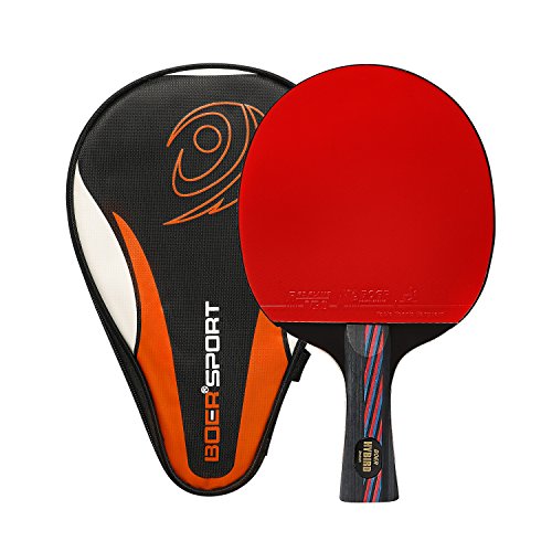 Ancees Pala Ping Pong, Pala de Tenis de Mesa de Carbono con Funda Raqueta de Ping Pong Gomas ITTF (Madera de 7 Capas y Carbono de 2 Capas)