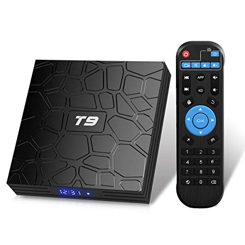 Android TV Box, T9 Android 9.0 TV BOX 4GB RAM/32GB ROM RK3318 Quad-Core Media Box Soporte 2.4GHz/5.0GHz WiFi 64 bits H.265 Bluetooth 4.0 DLNA UHD 4K Mini TV Box