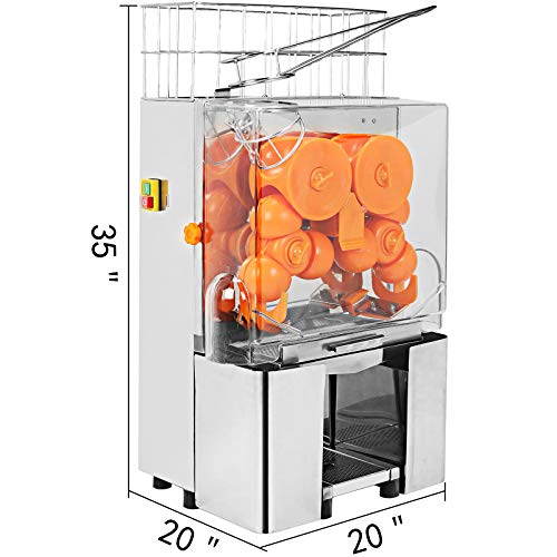 Anhon Exprimidor de Naranjas, 2000E-2X, Máquina Automática Comercial de Acero Inoxidable, 120 W, Exprimidor Electrico de Naranjas 44 kg Maquinas de Zumo de Naranja, 20 Naranjas/min, Zumo Naranja