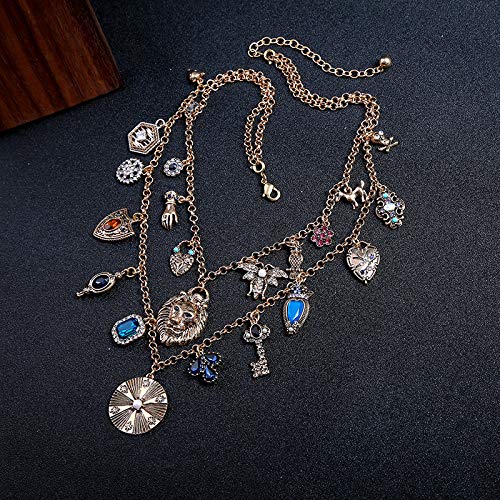 Animales de mujer Insectos Flor geométrica Collar ajustable Multicapa Colgante Duradero Hecho a mano Moda Retro Accesorios Fiesta Negocio Boda Navidad