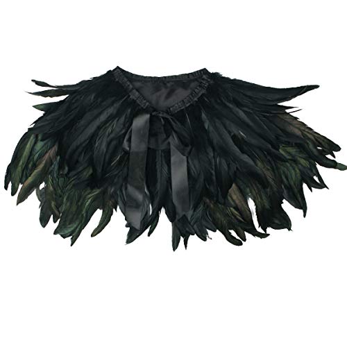 ANSUG Forme el mantón negro de la pluma, Gothic Natural Cape Wrap mano que cose los chales del collar del ahogador para la etapa del partido del vestido de cóctel