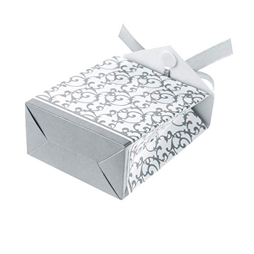 Anyasen 50 piezas caja regalo papel cajas de favor partido caja regalo los favores los dulces caramelos bombones confeti los regalos joyería para fiesta bienvenida bebé boda comunión navidad(Plata)