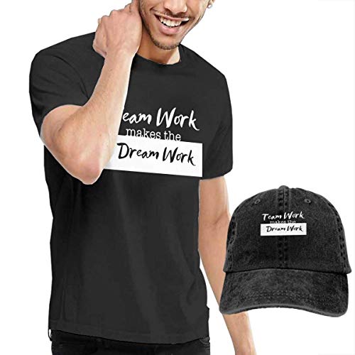 AOCCK Camisetas y Tops Hombre Polos y Camisas, The Dream Work Men's Short Sleeve T Shirt & Washed Adjustable Baseball Cap Hat