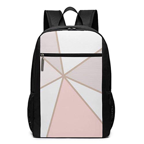 AOOEDM - Mochila de Viaje para computadora portátil de 17 Pulgadas para Mujeres/Hombres, mármol Blanco Dorado Rosa, 1 Mochila Escolar Ligera y Duradera para Estudiantes, Mochila universitaria, moch