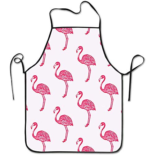 Apron Red Flamingo Team Delantales De Chef Florales Delantal De Cocina Ajustable Cocina Mujer Hombres Babero