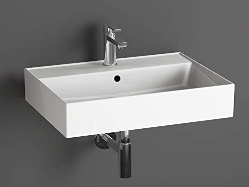 Aqua Bagno - Lavabo de diseño moderno Loft Air, de cerámica, para el cuarto de baño, 605x466x120 mm