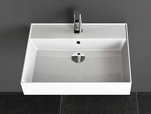 Aqua Bagno - Lavabo de diseño moderno Loft Air, de cerámica, para el cuarto de baño, 605x466x120 mm