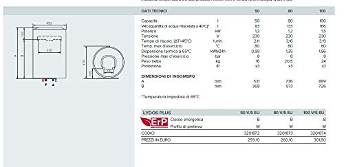 Ariston Lydos Plus 3201873 Calentador eléctrico 80 l