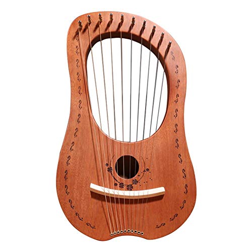 Arpa,Arpa De Lira Cuerdas De Metal De Madera De 10 Cuerdas Instrumento De Cuerda De Madera Maciza De Caoba, Arpa Pequeña Portátil Con Cuerdas De Acero Durables Instrumento Musical De Cuerda De Madera