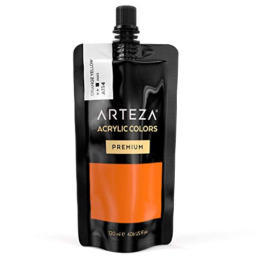 Arteza Pintura acrílica para manualidades y arte | Tubo de 120 ml | Acrílico de color Amarillo Anaranjado