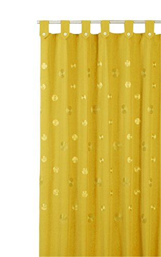 atenas home textile Cortina de baño Bordada con Trabillas Camelia 35% algodón 65% poliéster - 140x200 - Amarillo