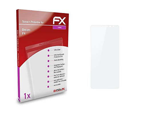 atFoliX Lámina Protectora de plástico Cristal para Doopro P4 Película Vidrio, 9H Hybrid-Glass FX Protector Pantalla Vidrio Templado de plástico