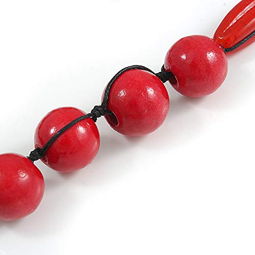 Avalaya Signature Wood - Collar de cuerda de cerámica y acrílico (rojo frambuesa), 72 cm de largo (ajustable)