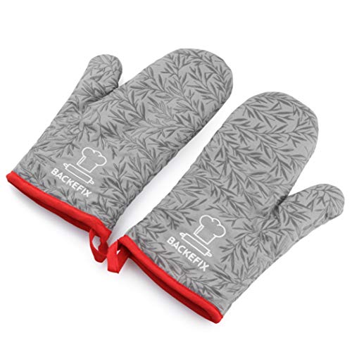 Backefix - Guantes de horno con tiras de silicona, resistentes al calor del fabricante de calidad, guantes de cocina, guantes de horno, color gris