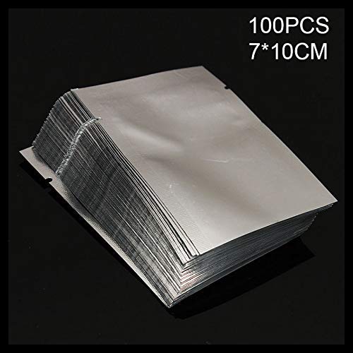 Baifeng 100pcs Calor Sello Bolsas Almacenaje Aluminio Metalizado Selladora Al Vacío Bolsas Calidad Alimentaria para Nueces - 7x10CM