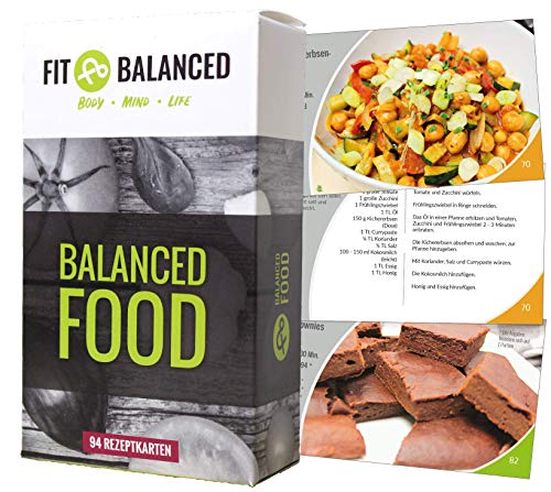 Balanced Food Rezeptkarten para Todo el día, para una Dieta Sana, como modularer Ernährungsplan,(Fast) Todos los Platos también en Vegan Posible, con Online-Bonus-Material