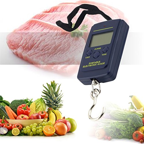 Balanzas digitales portátiles 40 kg/10g LCD pantalla digital electrónica colgante Pesca bolsillo Pesca peso Escalas gancho escala bolsillo