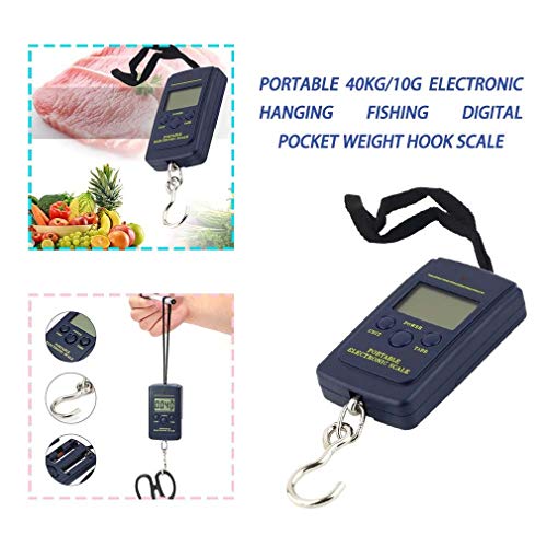 Balanzas digitales portátiles 40 kg/10g LCD pantalla digital electrónica colgante Pesca bolsillo Pesca peso Escalas gancho escala bolsillo