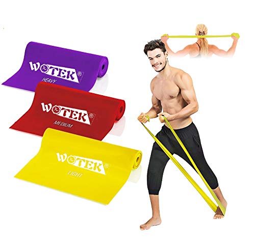 Bandas Elasticas Fitness Goma Resistencia Bandas de Ejercicios para Yoga, Pilates, Crossfit, Estiramientos, Fisioterapia, Entrenamiento de Fuerza, 3 Cintas Elastica de Resistencia con Nivel de Marca