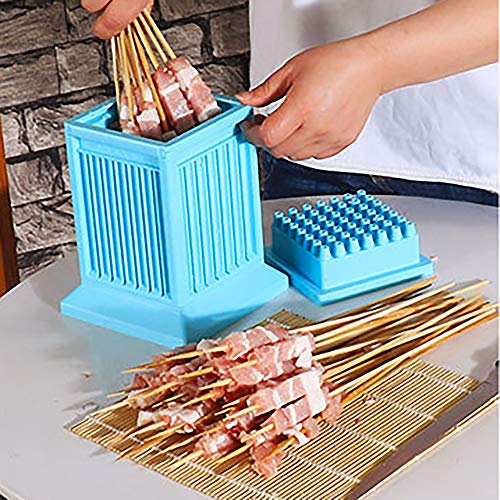 Barbacoa Herramientas Brochettes Kebab Box Máquina de Carne, hace 49 Brochettes rápidos, para fiestas de barbacoa, cordero jugoso, carne de res, pollo, mariscos, camarones, cerdo, verduras.